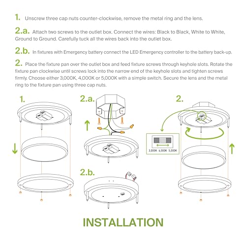 Asd Led 18 Inch Round Flush Mount Light Fixture | 28W 2750Lm 3000K-5000K 100-277V | 3Cct  Dimmable  Energy Star  Etl Listed | Close To Ceiling Double Ring Lamp  Low Profile Lighting | Nickel
