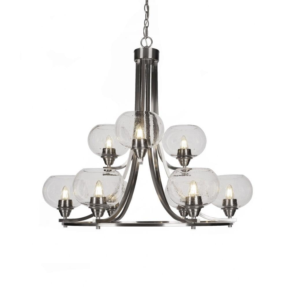 Toltec Lighting Paramount 9 Light Chandelier in Matte Black & Brushed Nickel (3409-BN-202)