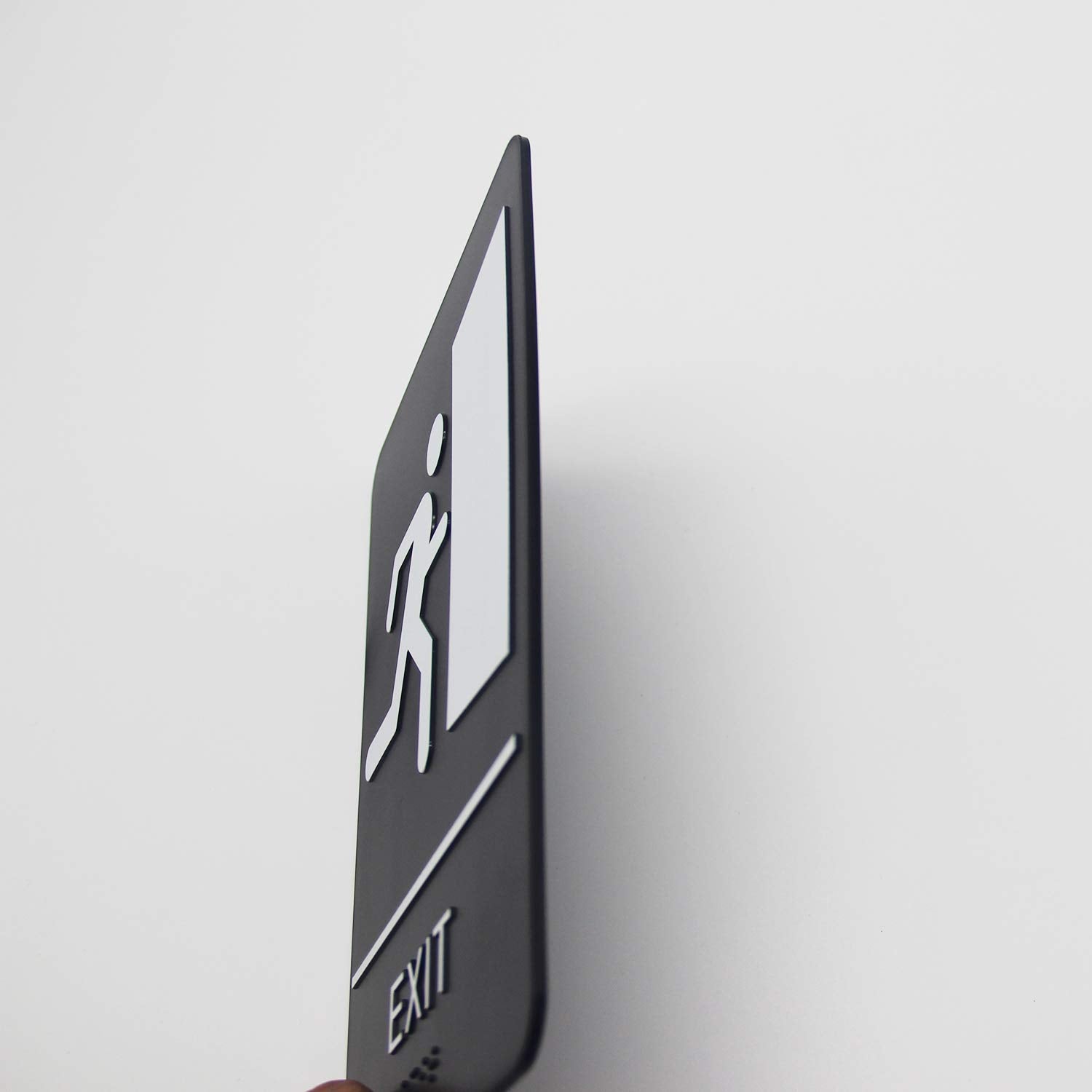 Black & White Ada Exit Sign With Braille-9&quot; X 6&quot;