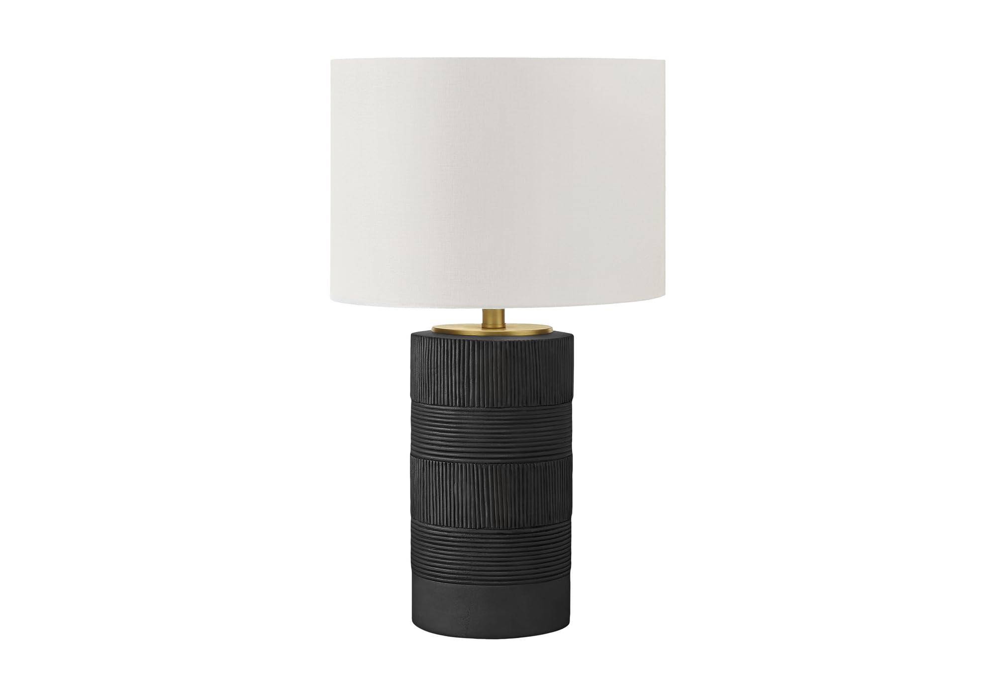 Monarch Specialties Table Lamp, Black Resin, Ivory Shade, 24inH, 14inL x 14inW, Model I 9619