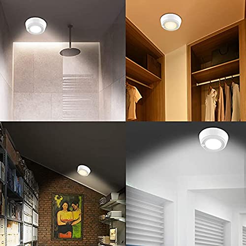 Luxsway Wireless Ceiling Light With Rf Remote And Motion Detector, Cool Warm White Shower Light,Super Bright Battery Ceiling Light Timer For Closet Hallway Stair Gargage 5.67 Inch, 300Lumens