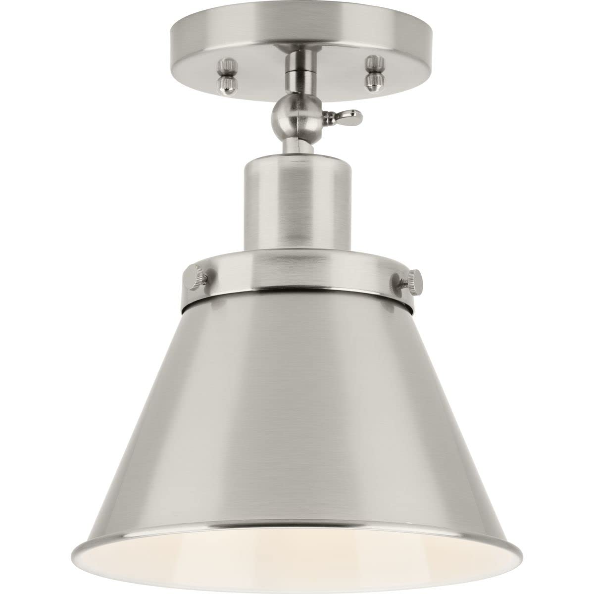 Progress Lighting P350199-009 Transitional One Light Flush Mount From Hinton Collection In Pewter, Nickel, Silver Finish,