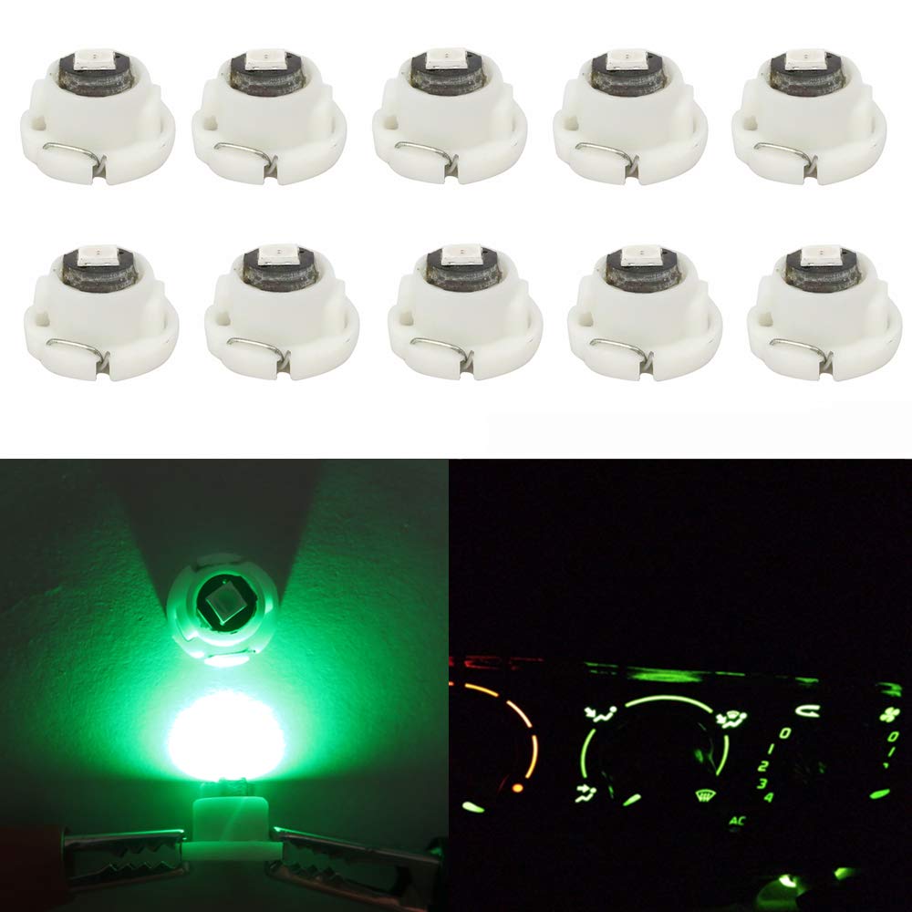 Wljh 10X Green T4 T4.2 Led Bulb Neo Wedge 10Mm Base Car Interior Dash Lights Instrument Cluster Light Dashboard Gauge Hvac Ac He