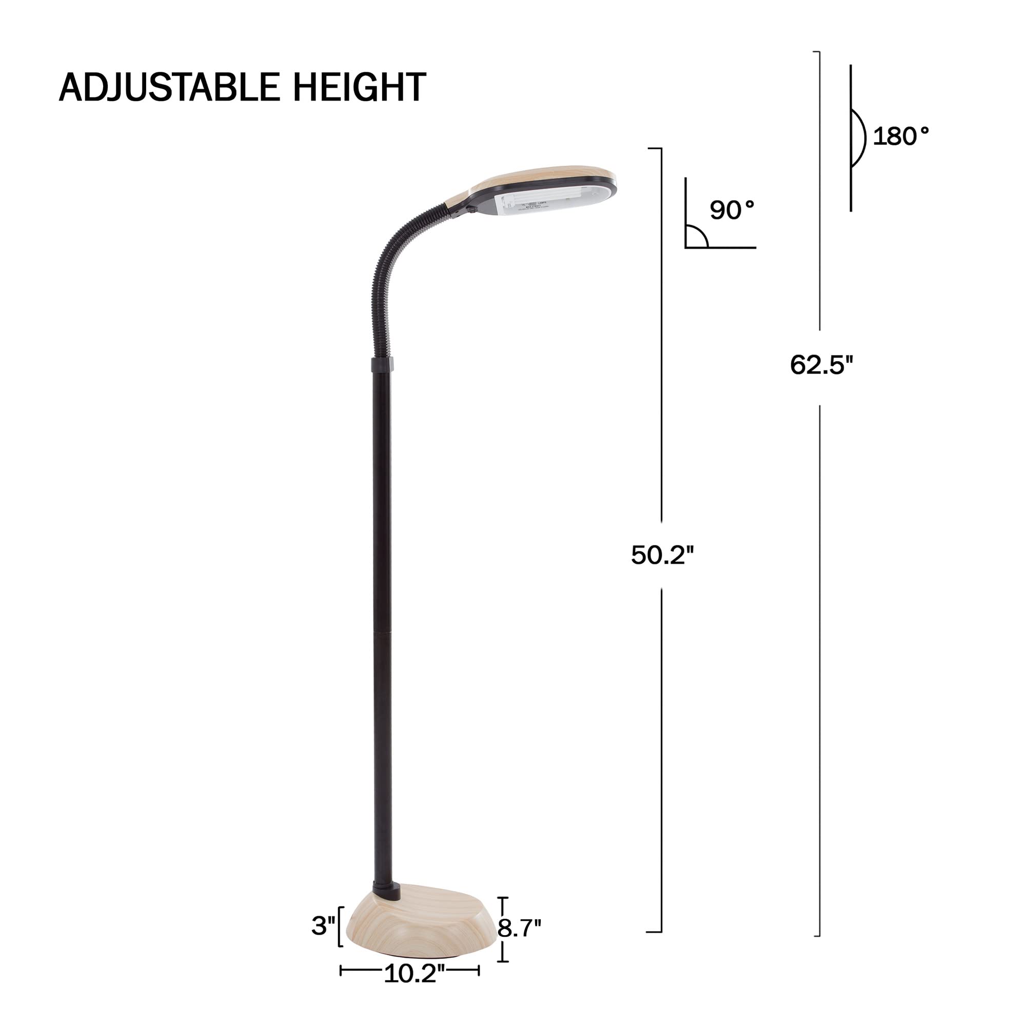 Floor Lamp - Full Spectrum Natural Sunlight Lamp With Bendable Neck - Reading, Craft, And Esthetician Light By Lavish Home (Ligh