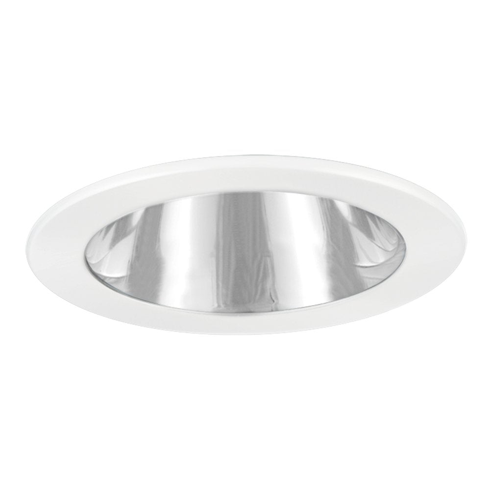 Jesco Lighting Tm610Chwh 6-Inch Aperture Line Voltage Trim Recessed Light, Specular Reflector, Chrome Finish With White Trim