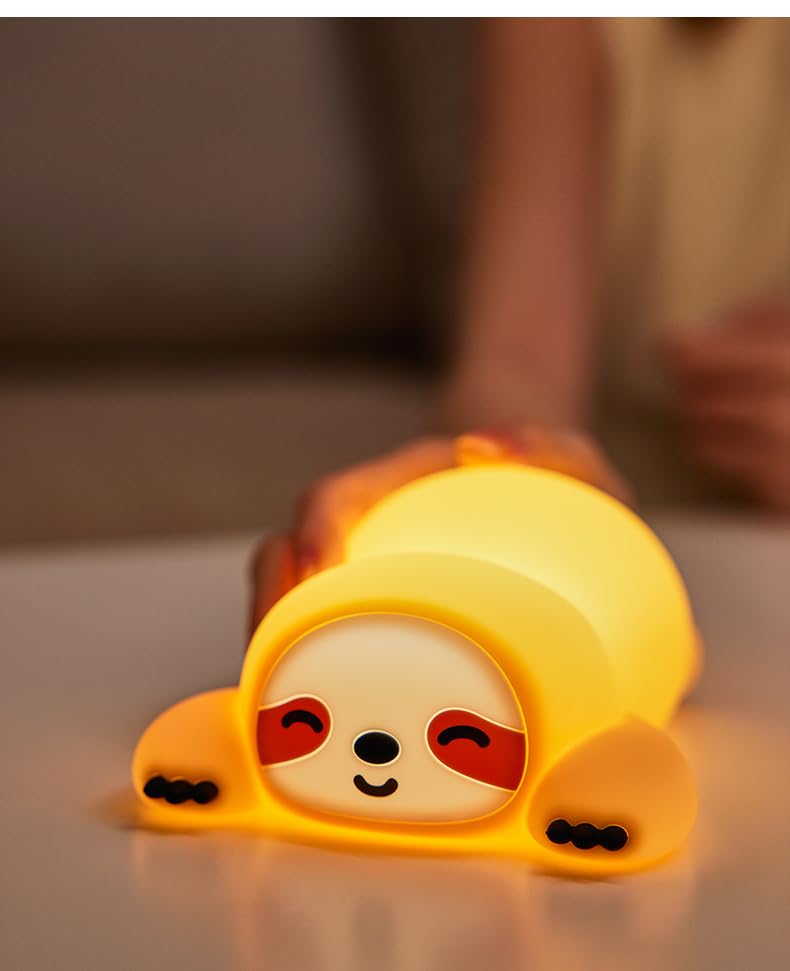 Cute Sloth Night Light, Animal Lamp, Food Grade Silicone, Rechargeable ...