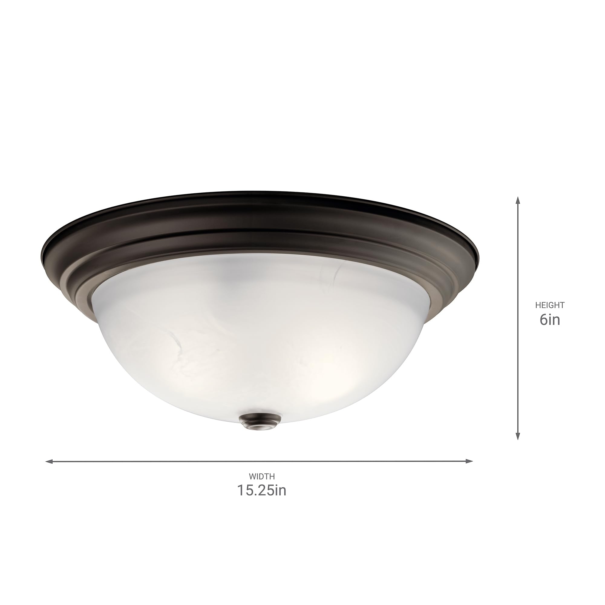 Kichler 8116Oz Flush Mount Round Glass Ceiling Lighting, Bronze 3-Light (16'' W X 7'' H) 180 Watts
