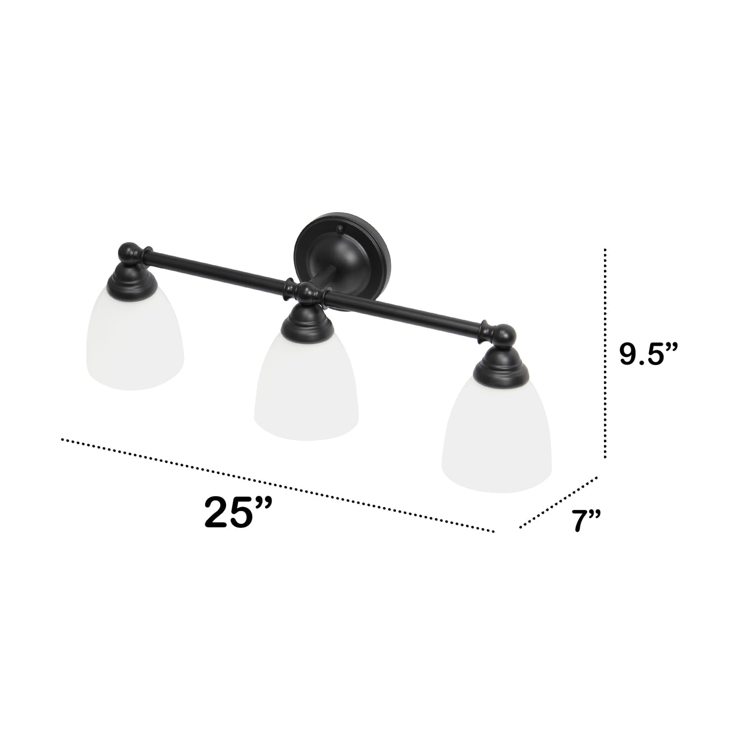 All The Rages Essentix 3-Light Metal & Glass Vanity Fixture In Black