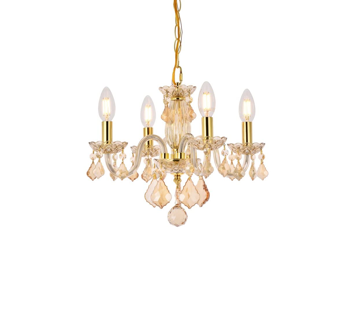Elegant Lighting Rococo 4-Light Pendant, Golden Shadow, Royal Cut Crystal, Model V7804D15GS-GS/RC