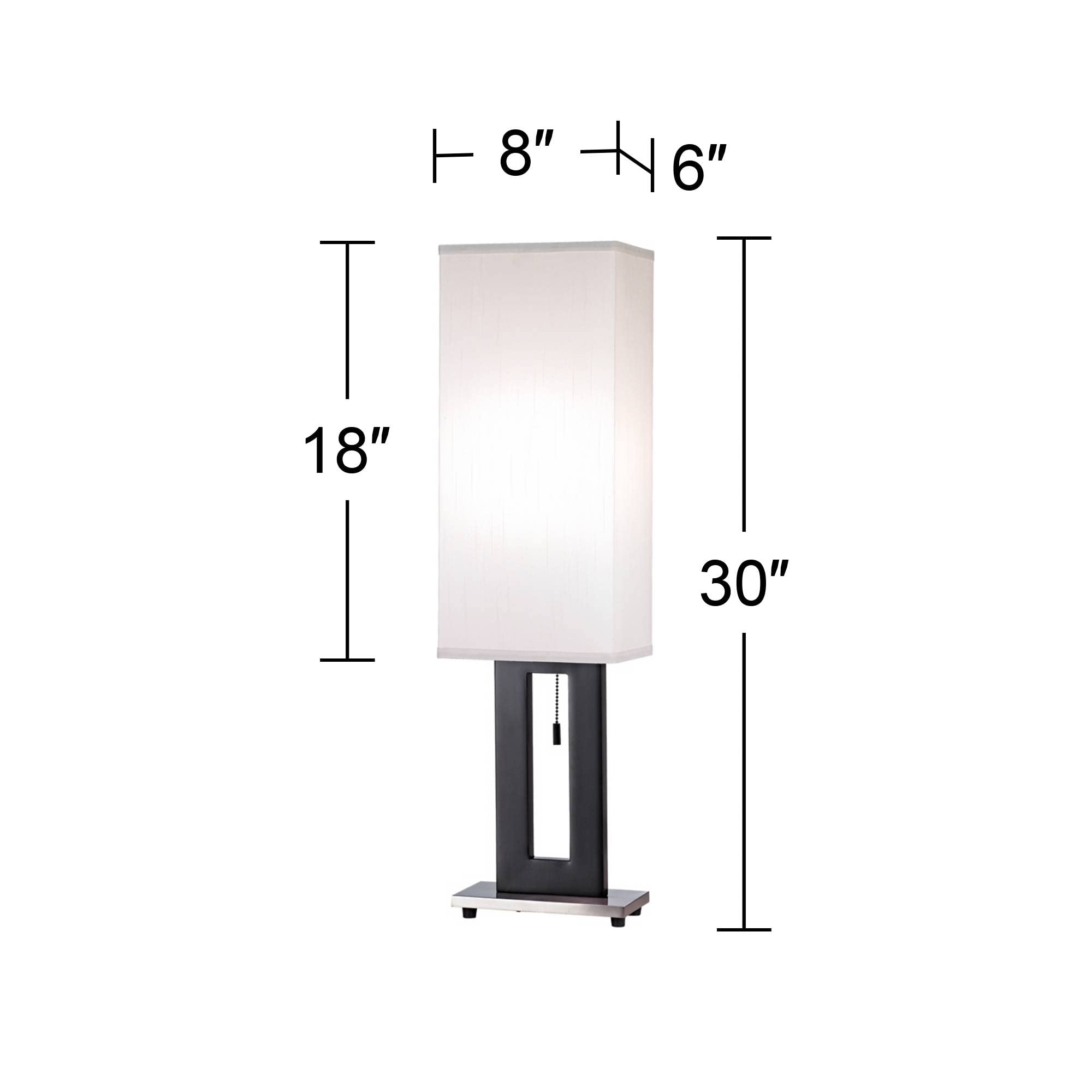 360 Lighting Modern Table Lamp - 30 Tall, Black & Nickel Metal Base, Off White Shade, Model 33009, Ideal For Living Room & Bedroom