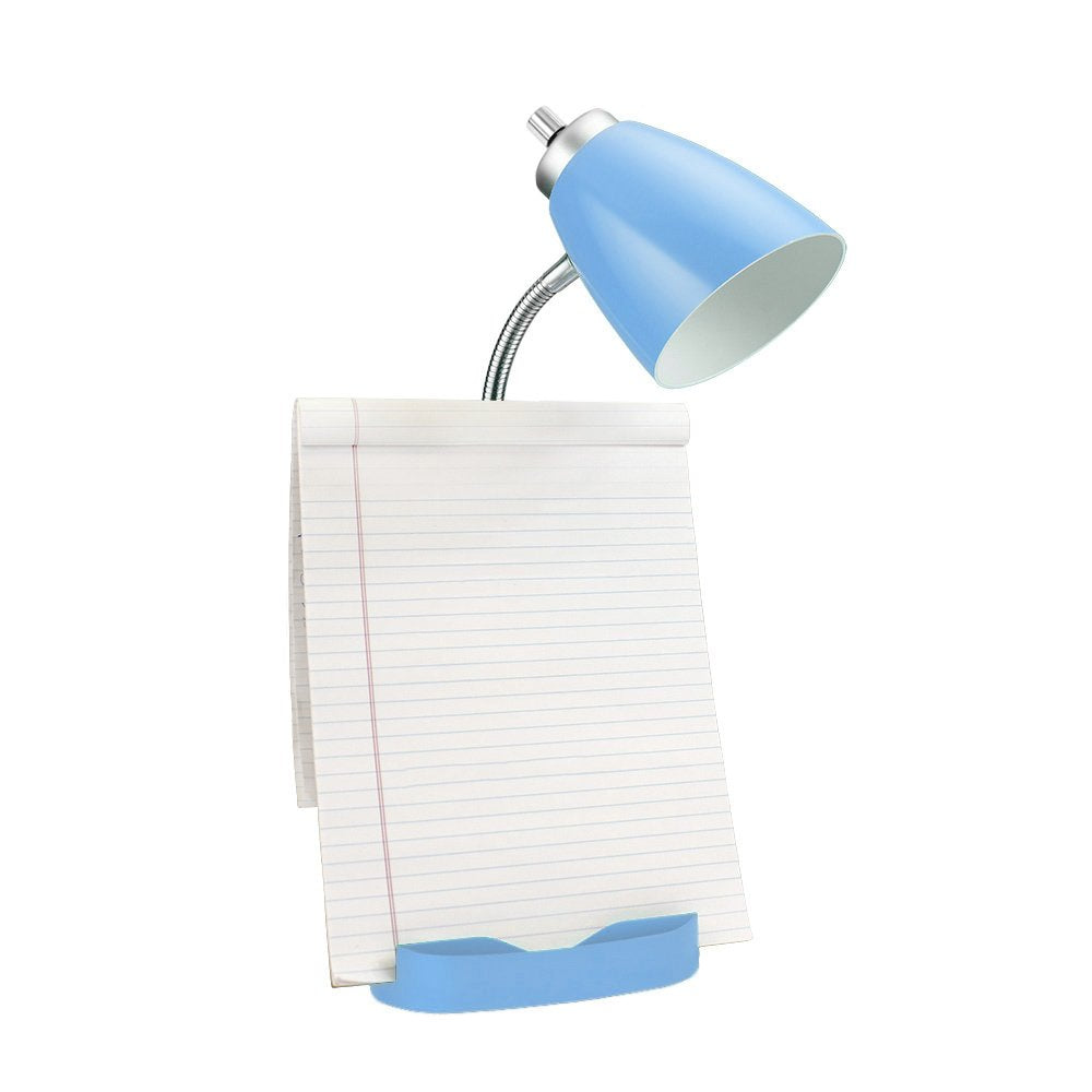 Simple Designs Ld1056-Blu Gooseneck Organizer Desk Lamp With Ipad/Tablet Stand Or Book Holder And Usb Port, Blue