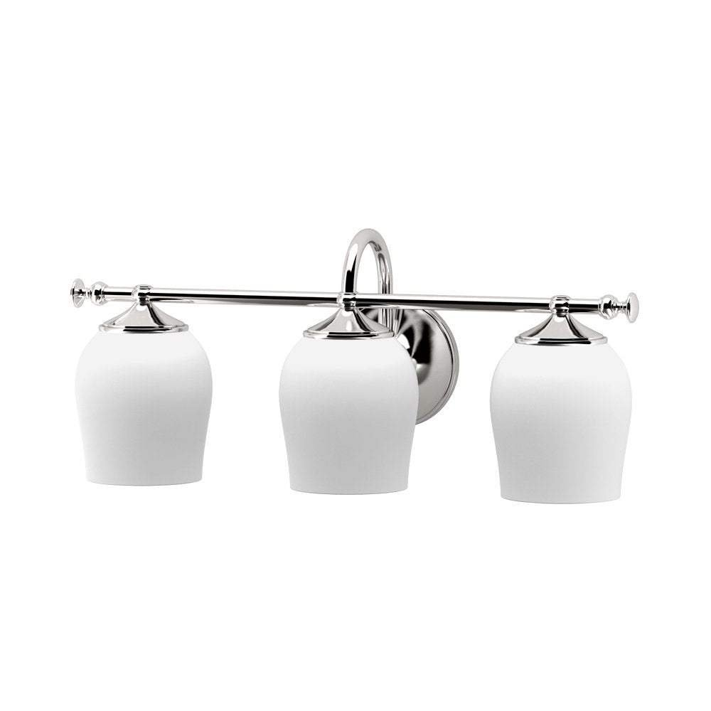 Gatco Tavern Triple Sconce, 3-Light Frosted Glass Wall Fixture, 20inW x 9inH x 7.5inD, Polished Nickel, Model 1626