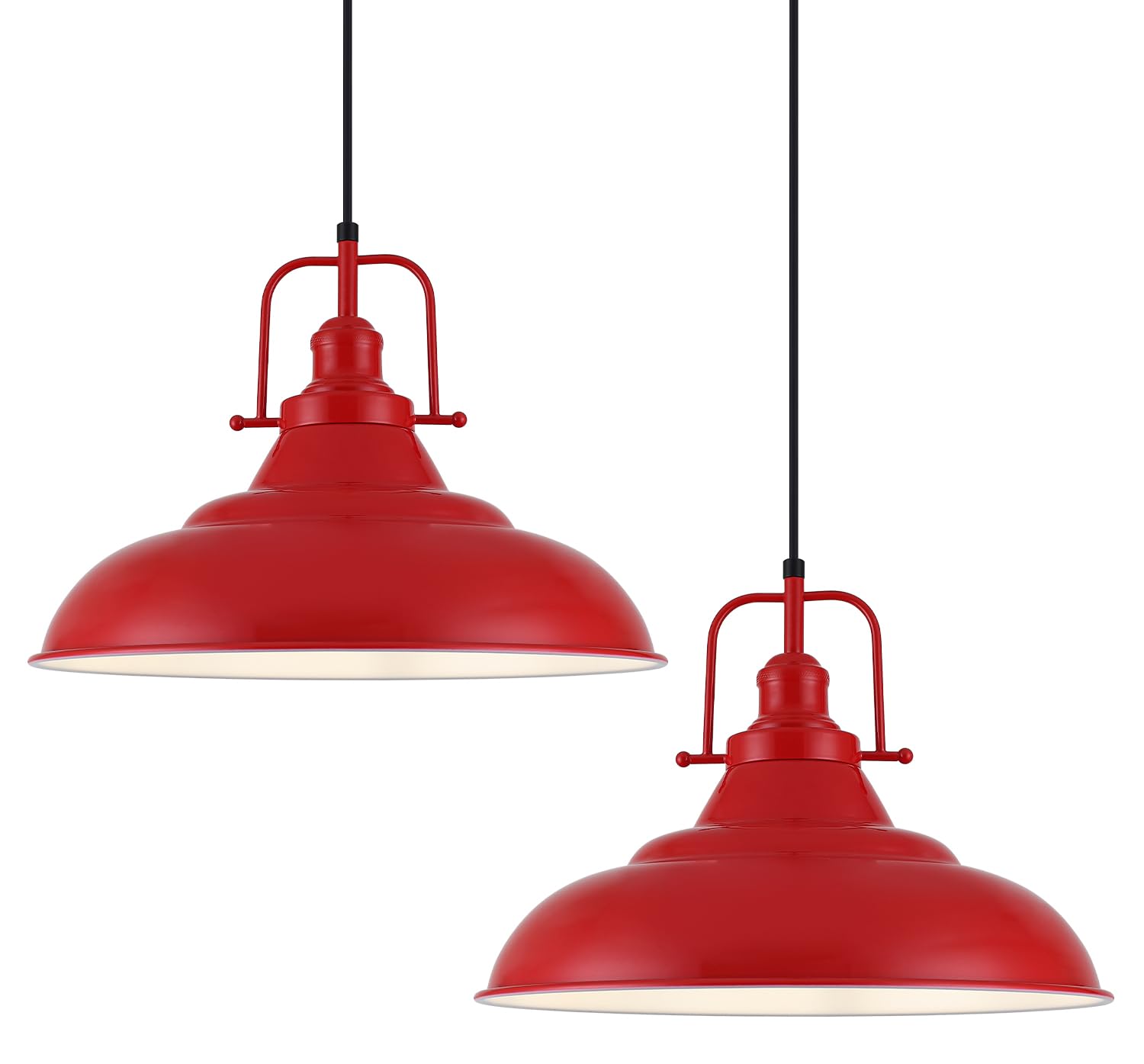 HOLOHATAL Red Pendant Light Kitchen Island,16 Inch Large Industrial Pendant Lights, Matte Red Pendant Lights, Vintage Farmhouse 