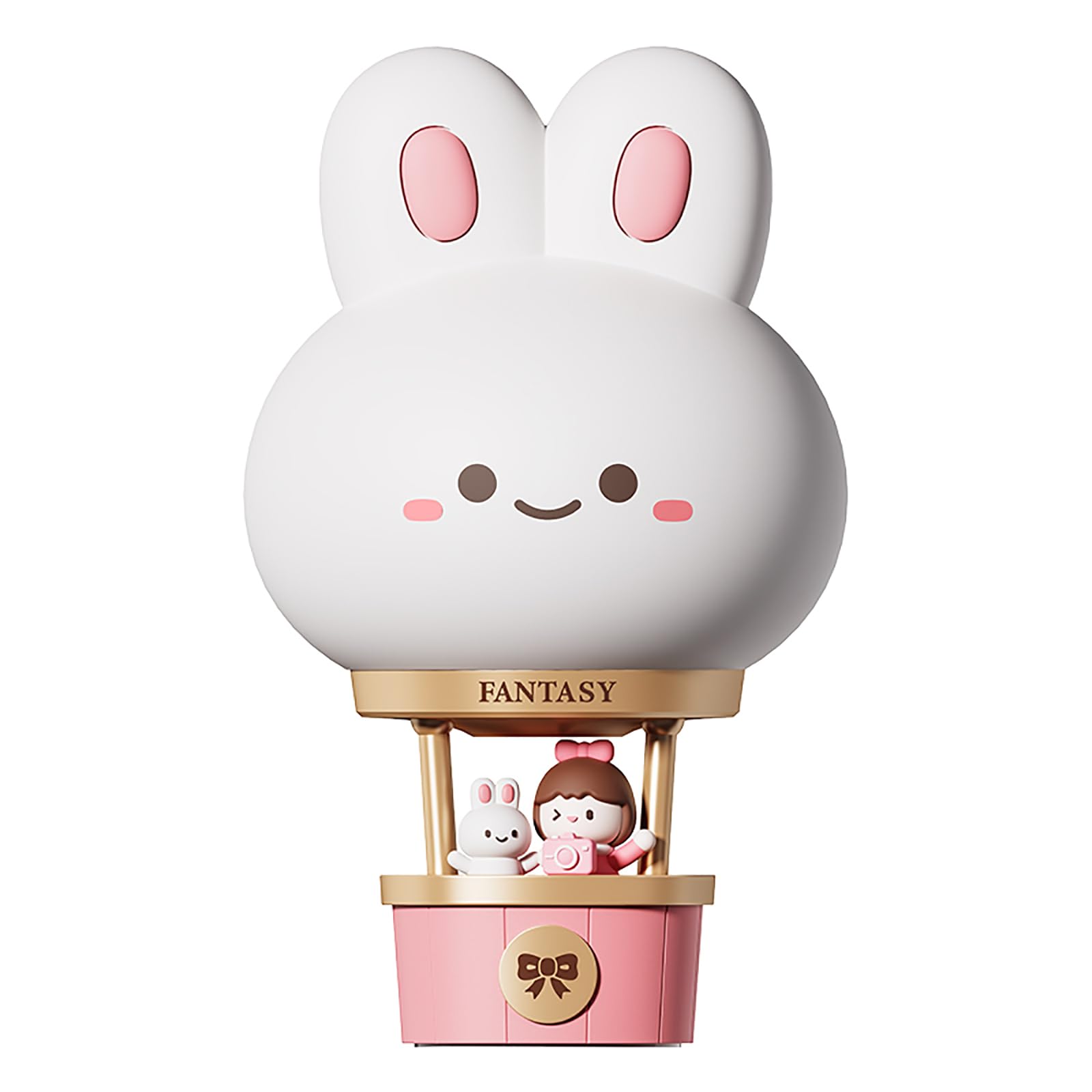 kvppvt Hot Air Balloon Rechargeable Night Light  Safe Soft Silicone Material  3 Brightness Levels  Tap Control  Warm Light  Toddler Sleeping Lamp  Bedroom Night Lamp  Gift for Baby and Kid (Bunny)