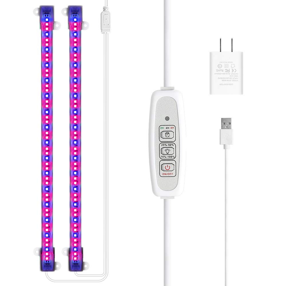 Mosthink Led Grow Light For Indoor Plants, 20W Grow Light Strips With Auto On/Off Timer, 48 Leds /4 Dimmable Levels, Plant Light Bars For Succulents, Seedlings,Indoor Greenhouse,Plant Shelf