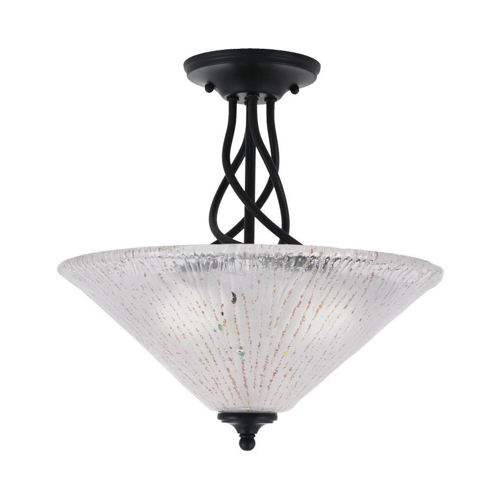 Toltec Lighting 909-MB-711 Capri - 3 Light Semi-Flush Mount-16 Inches Tall and 16 Inches Wide, Finish Color: Matte Black, Glass Color: Frosted Crystal