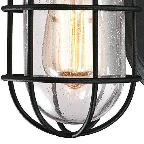 Westinghouse Crestview One-Light Outdoor Wall Fixture, Textured Black Finish, Clear Seeded Glass, Model 6334700