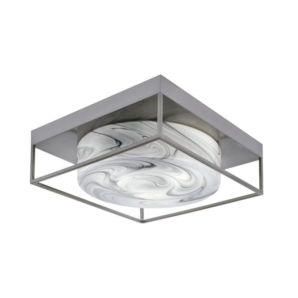 Toltec Lighting 856-BN-9 3 Light Flush Mount-5 Inches Tall and 16 Inches Wide, Finish Color: Brushed Nickel, Glass Color: Onyx Swirl