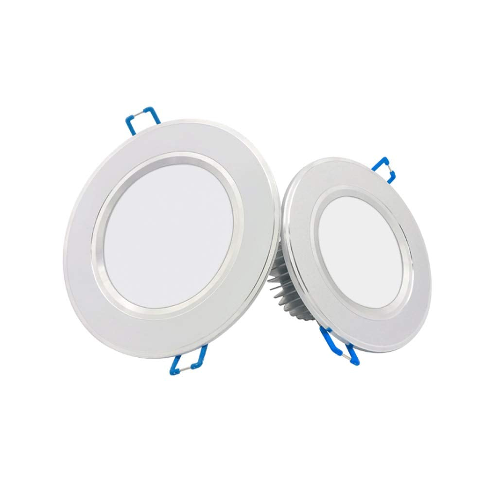 OZZKI Recessed Indoor Embedded LED Ceiling Light Silver Ultra-thin Panel Light Round Metal Aluminum Spotlight Profession Home Il
