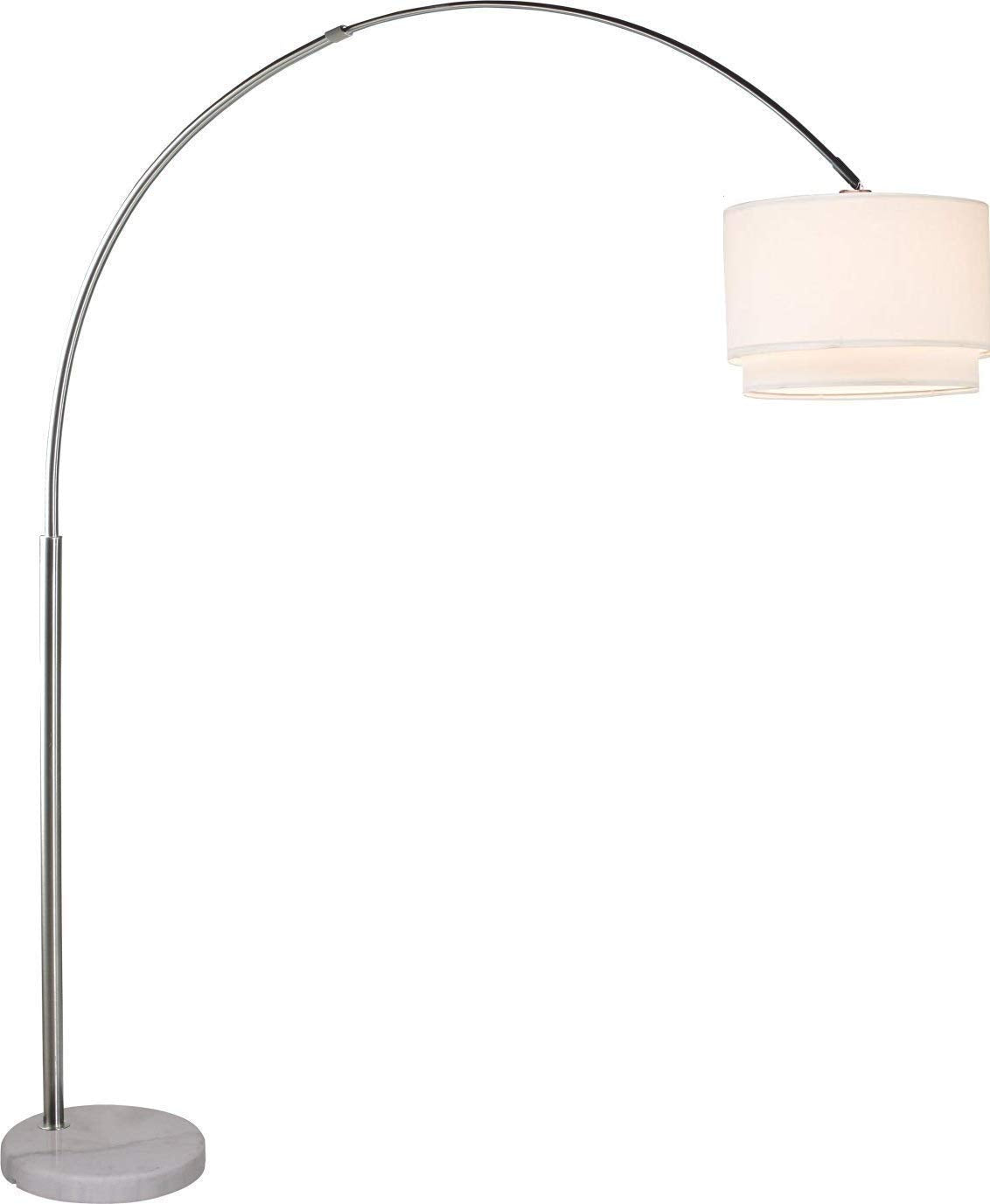 Major-Q Arc Floor Lamp - 81in Tall, Extra Large, White Metal Drum Shade, Marble Base, Model SH-6938WH