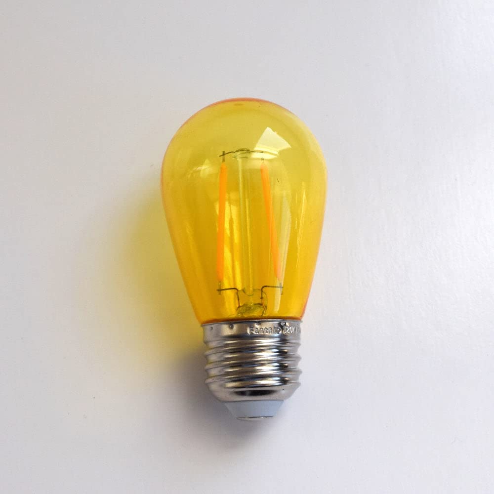 fantado Yellow LED Filament S14 Shatterproof Energy Saving Color Light Bulb, Dimmable, 2W, E26 Medium Base