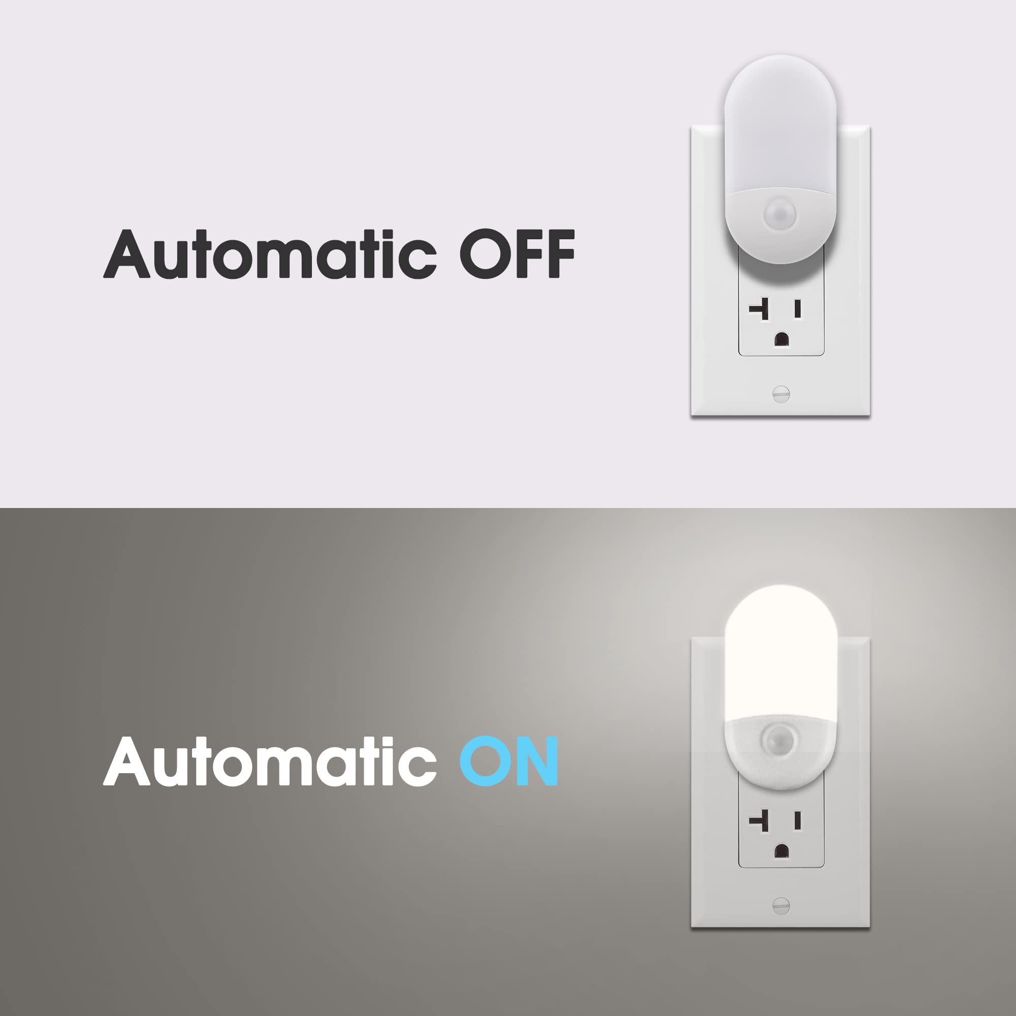 Lohas Night Lights Plug Into Wall [?? ????????], Auto Dusk To Dawn Sensor, 0.6W Dimmable Led Nightlights, Daylight White 5000K,