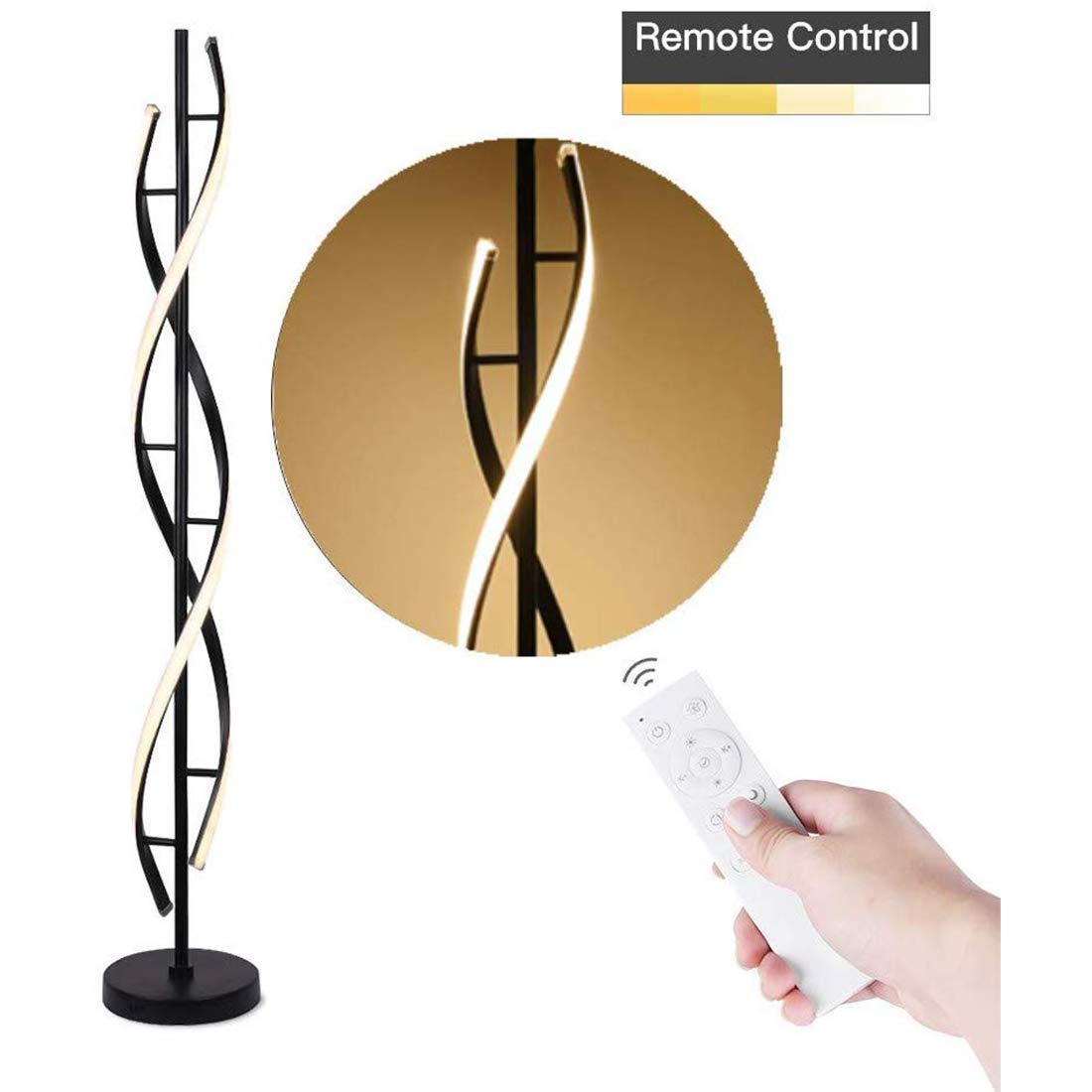 Adisun 40W Led Modern Floor Lamp Remote Control Dimmable Spiral Floor Lamp Indoor Tall Lamp Floor Lamp For Living Rooms Family R