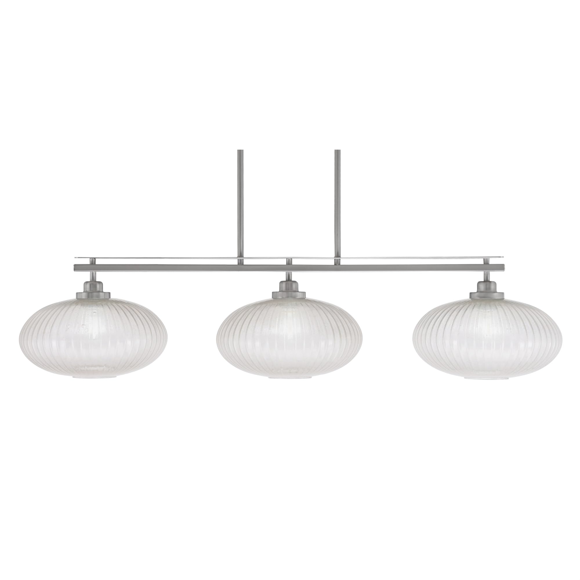 Toltec Lighting Odyssey 3 Light Island Light, Brushed Nickel Finish, 12in Micro Bubble Ribbed Glass