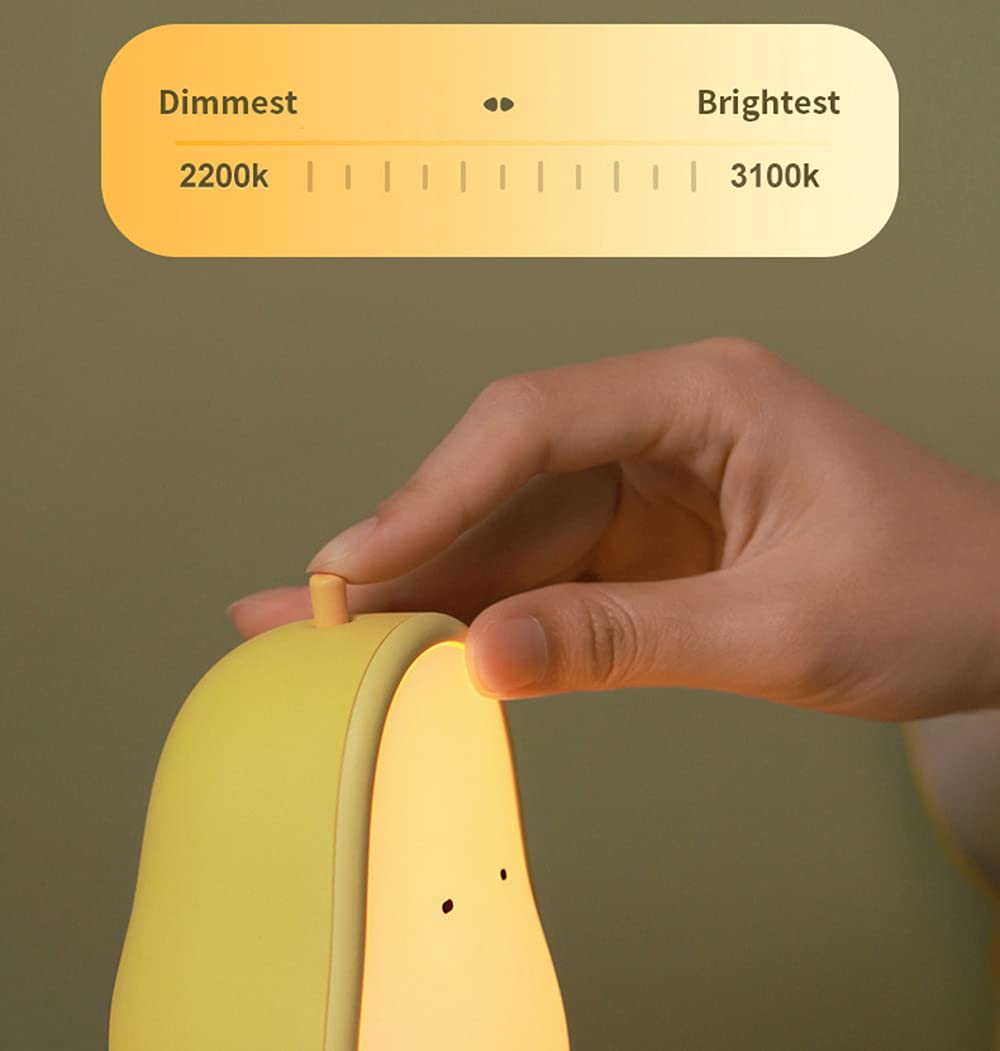 ipalmay Night Light Lamp for Kids, USB Rechargeable, BPA-Free Silicone, Color Changing, Yellow Pear, Model 21727