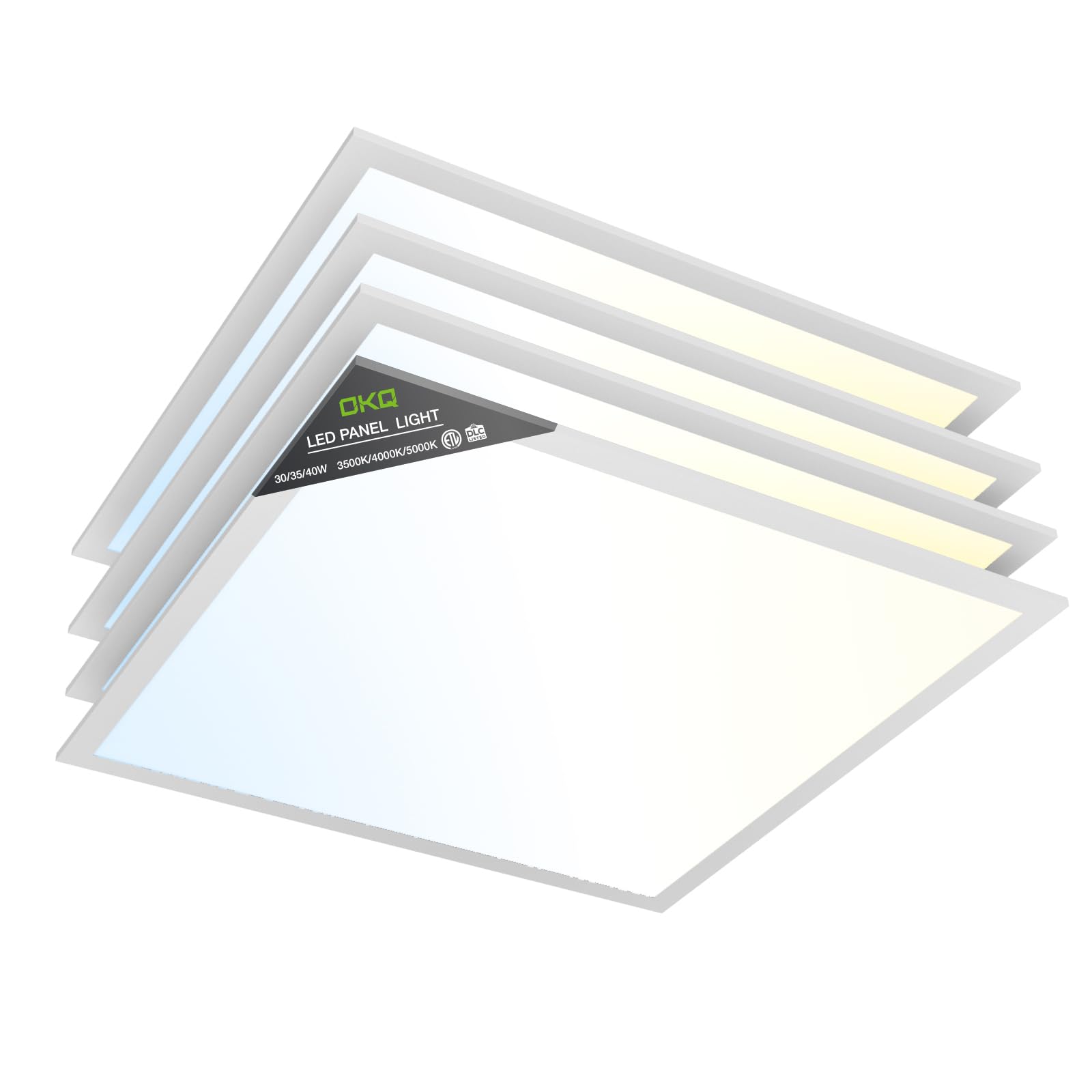 Okq 40Pack 2X4 Led Flat Panel Light Drop Ceiling Office Fixture, 30/40/50W Selectable, 5000K 3Cct Switchable, 0-10V Dimmable,24X