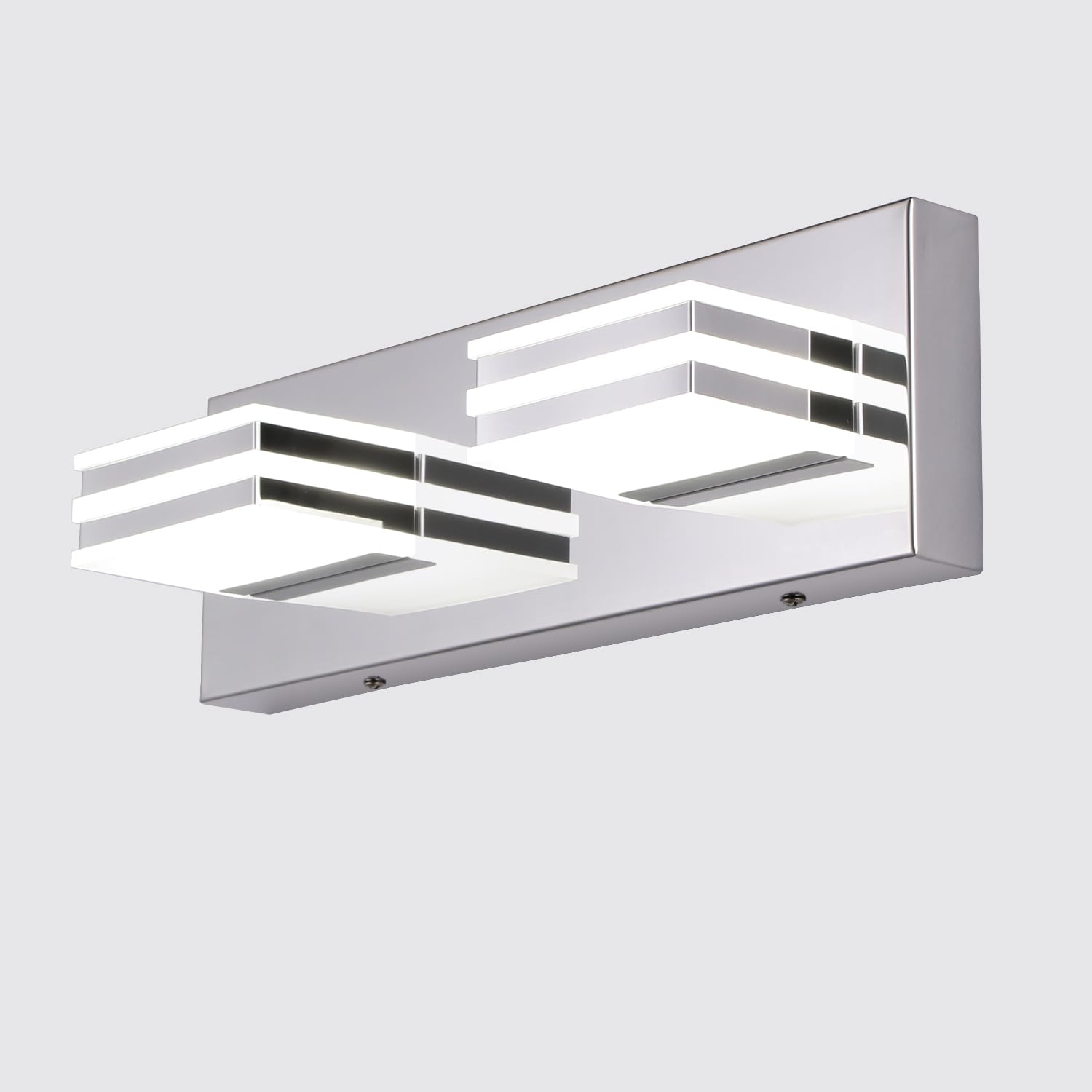 yumcrelect LED Vanity Light Bar 2-Light Acrylic Bathroom Fixtures 12W Chrome 14 Inch Model 6210