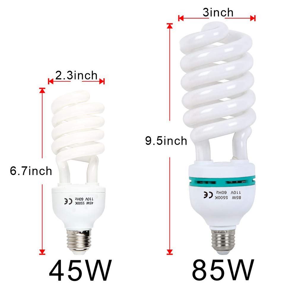 Aqirui 85W Light Bulb 5500K Cfl Daylight Spiral Softbox Bulb In E27 Socket For Photography Photo Video Studio Lighting White 1 P