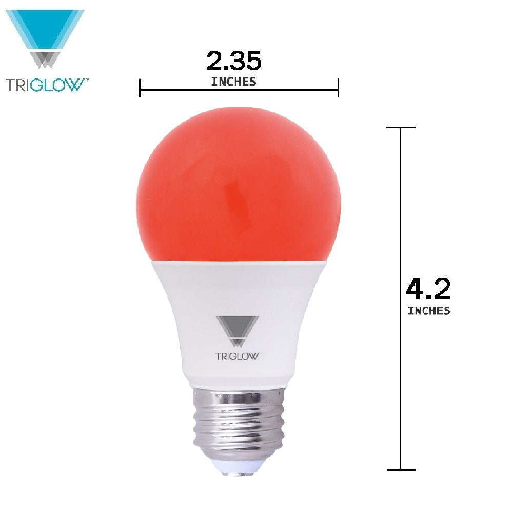 Triglow Red Led A19 Light Bulbs, 9 Watt (60 Watt Equivalent) Red Light Bulb, 2-Pack