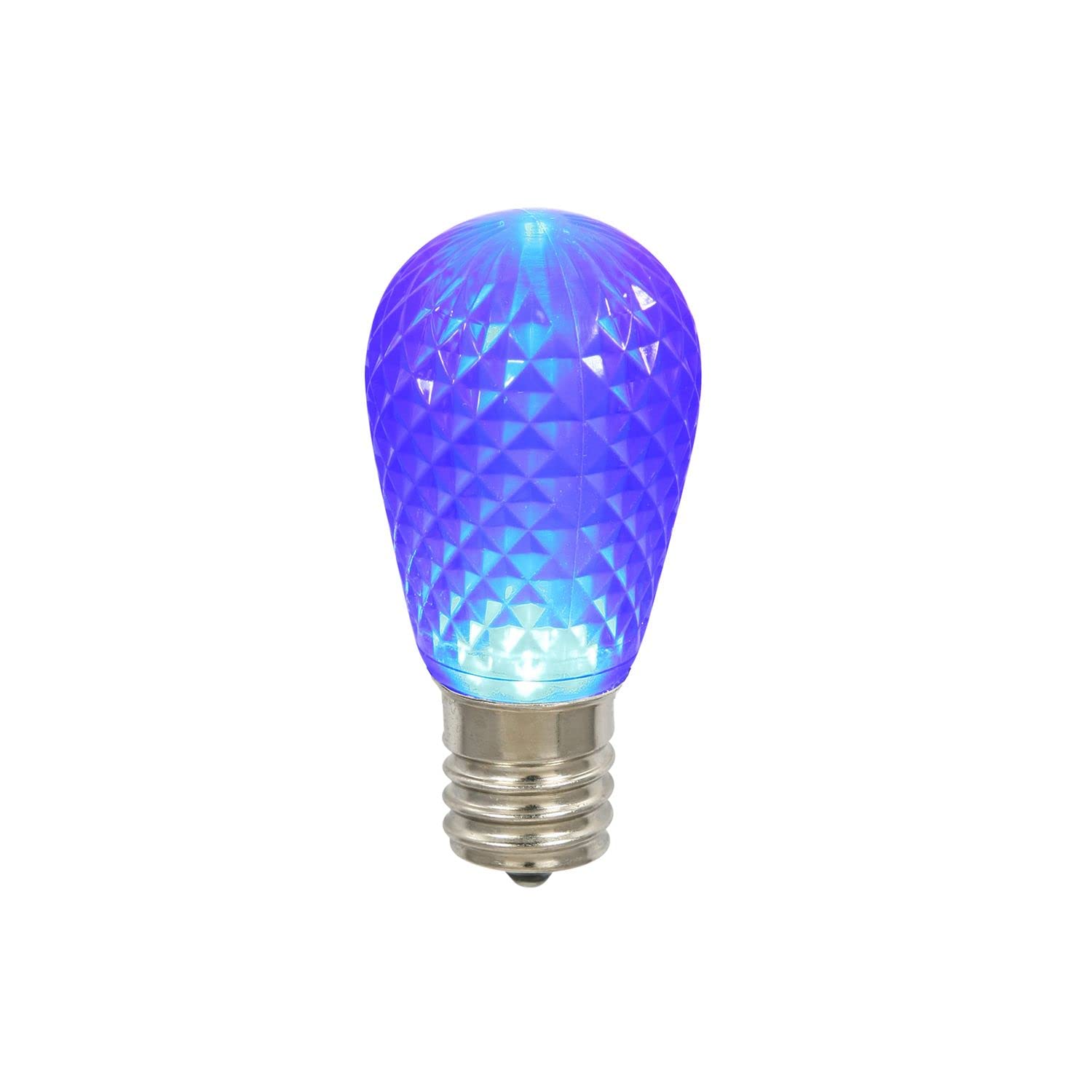 Vickerman S14 LED Blue Faceted Replacement Bulb E26 Nickel Base, 10 Diodes, 120V Dimmable, 10 Bulbs per Pack