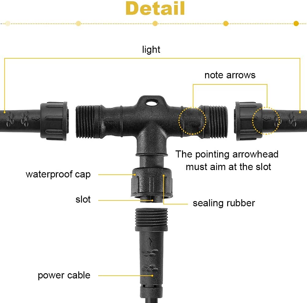 Sumaote Replacement 4Pin T-Connector Waterproof For Rgb Color Led Deck Light Kit, Pack Of 5
