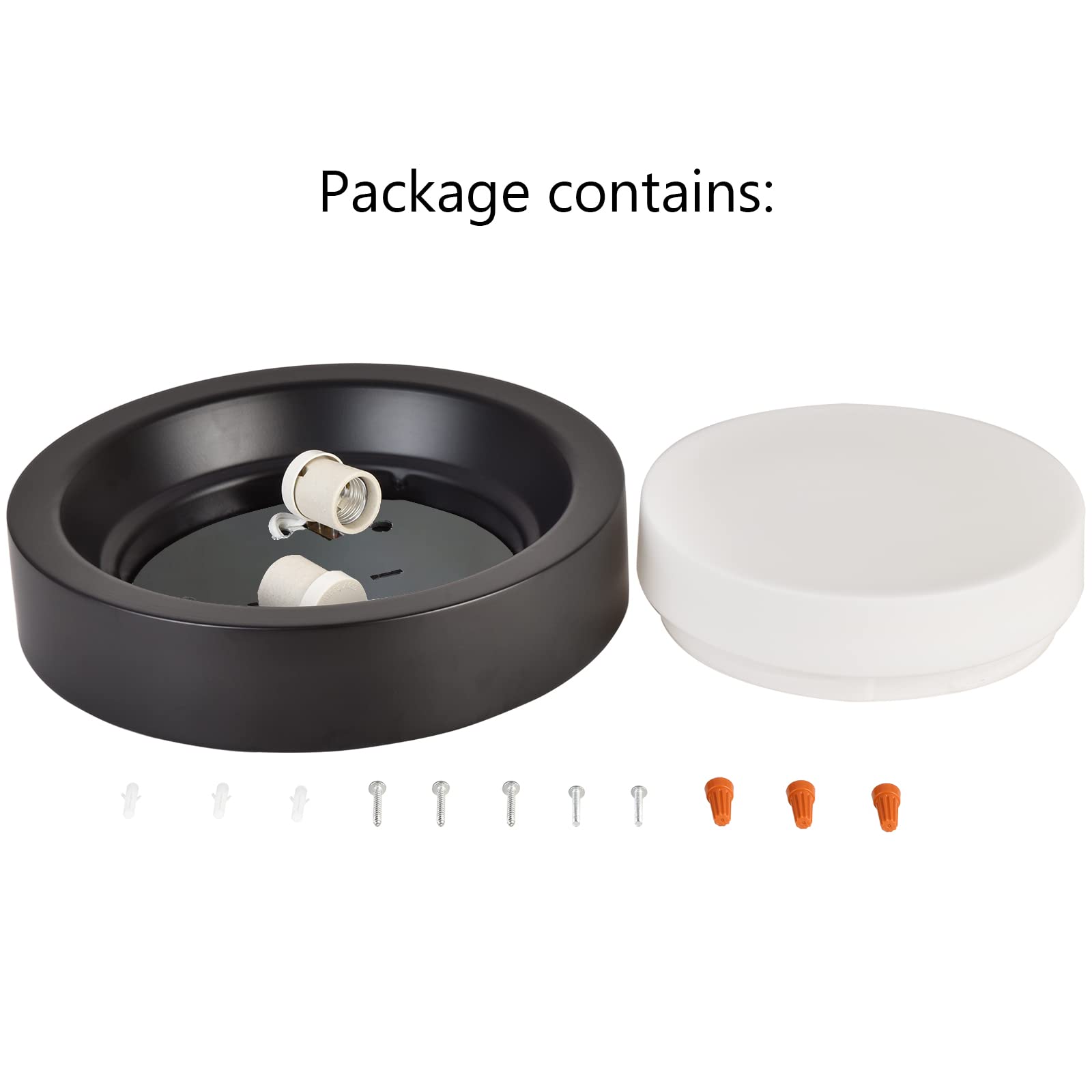 Cotulin Black Flush Mount Ceiling Light, 13 Matte Metal Fixture With White Frosted Glass Shade For Hallway, Bedroom, Outdoor