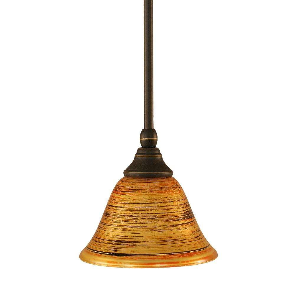 Toltec Lighting 23-DG-454 Stem Mini Pendant with Hang Straight Swivel with 7&quot; Firré Saturn Glass, Dark Granite Finish