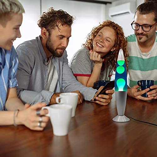 Jambo 16-Inch Lava Lamp - Blue Liquid, Yellow Wax, Relaxing Night Light for Home Decor, Living Room, Office, Bedroom, Kids & Teens