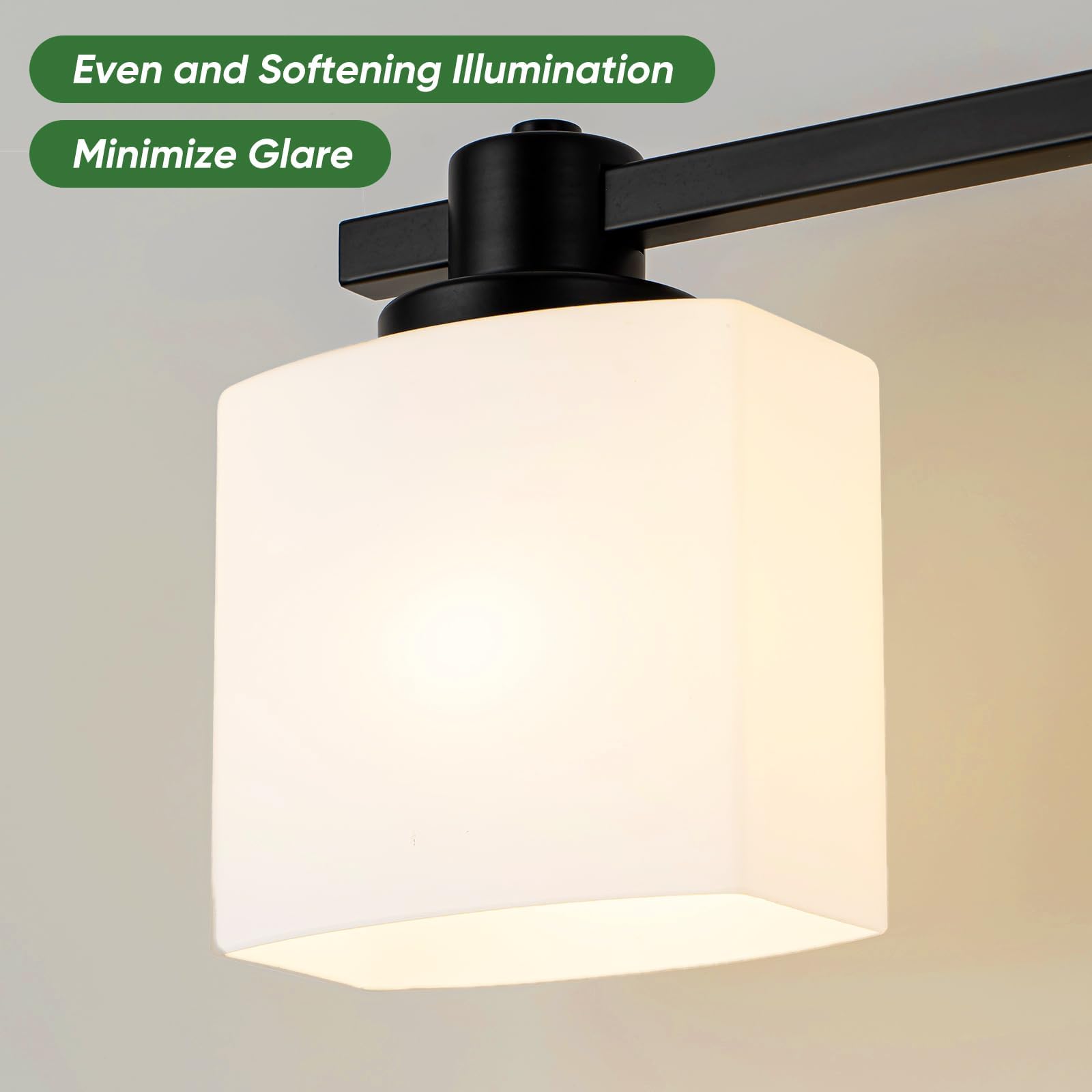 15.5 Inch Black Bathroom Light Fixtures Over Mirror 2 Light Matte Black Vanity Light Milk Glass Makeup Shower Lamp Small Farmhouse Wall Sconce Modern Desk Vintage Rustic Bath Above Sink Lighting