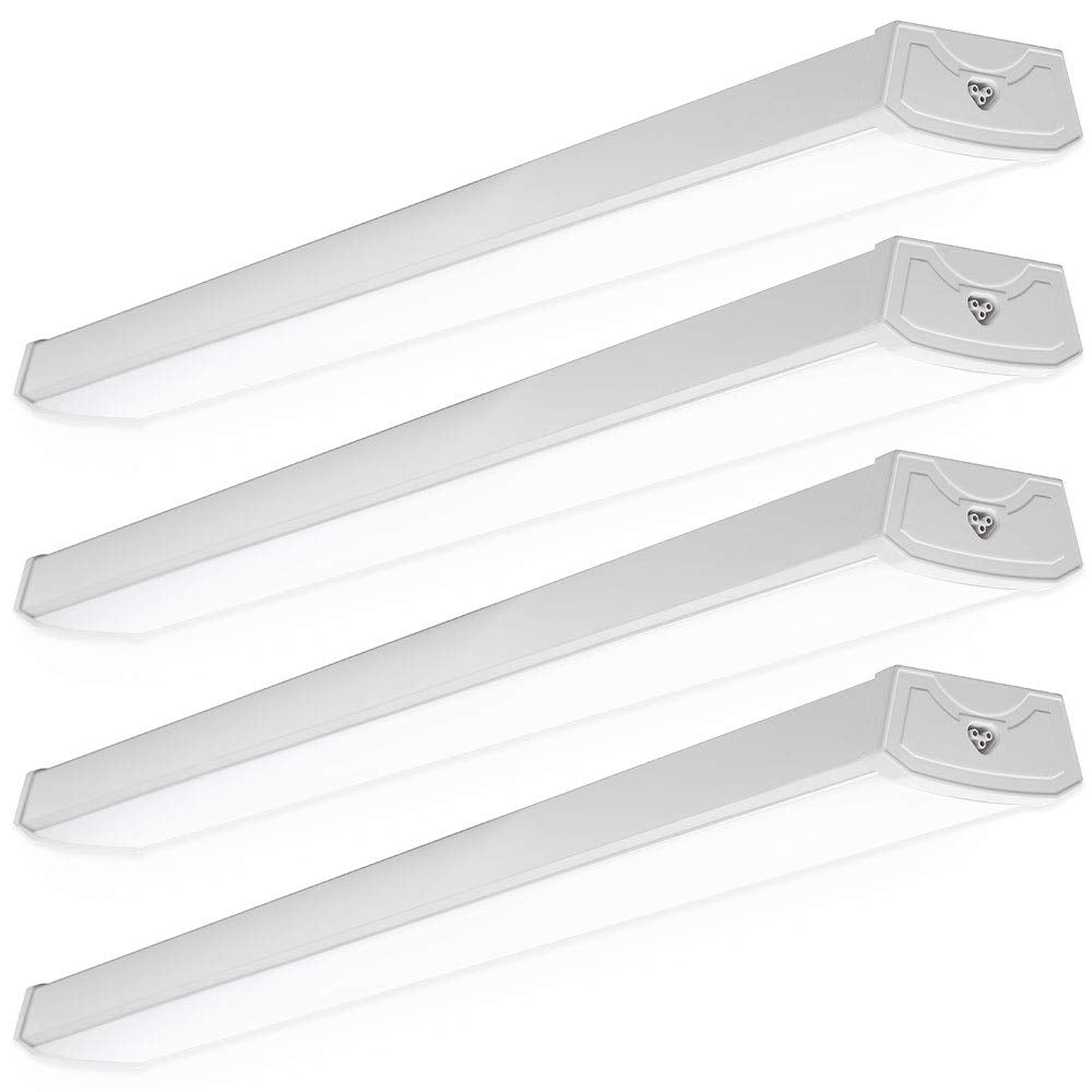 Sunco 4FT LED Wraparound Light Fixture, Linkable 40W=300W, 3500 LM, 6000K Daylight Deluxe, Metal, 4 Pack, Model SH