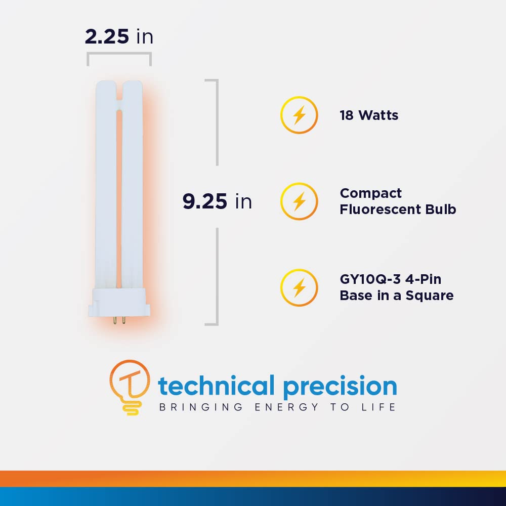 Technical Precision 18W CFL Bulb Replacement for FPL18EX-N - 5000K Daylight, 1120 Lumens, GY10q-3, 4 Pin Base,