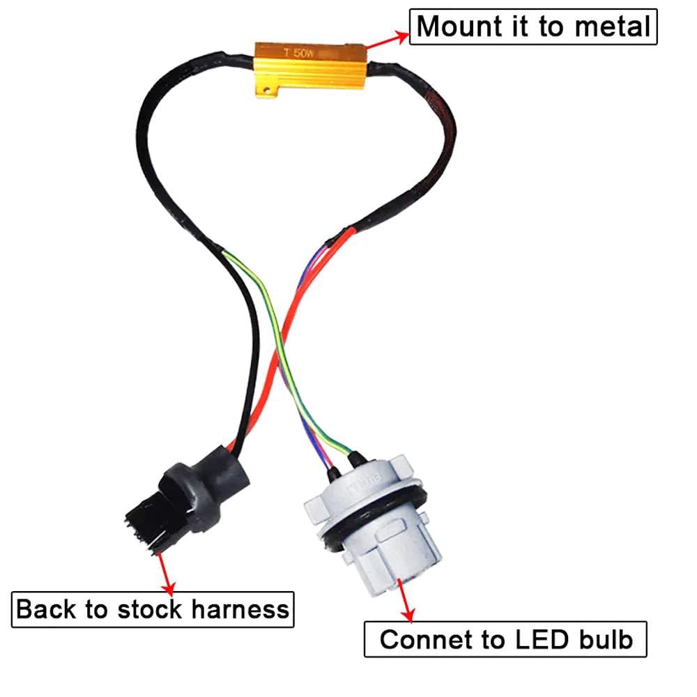 iJDMTOY 7440 50W 6-Ohm Load Resistor Wiring Adapters for LED Turn Signal Lights