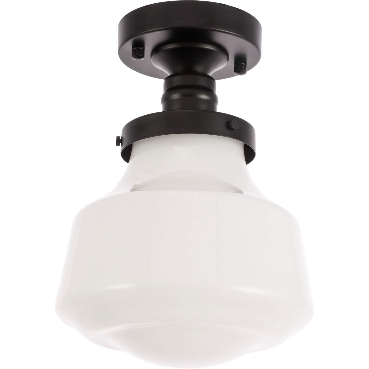 Living District Lyle 1-Light Metal & Glass Flush Mount in Black/Frosted White