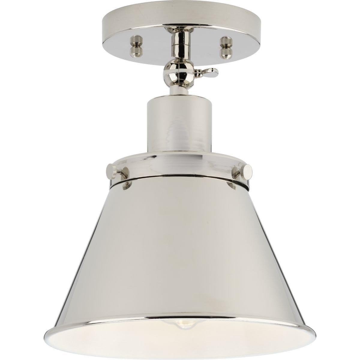 Progress Lighting P350199-104 Transitional One Light Flush Mount From Hinton Collection In Polished Nickel Finish,