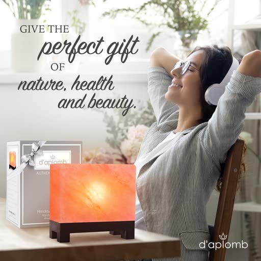 D'Aplomb Himalayan Salt Lamp - Hand-Carved Pink Crystal, 11.5 Lbs, Wood Base, Dimmer Cord