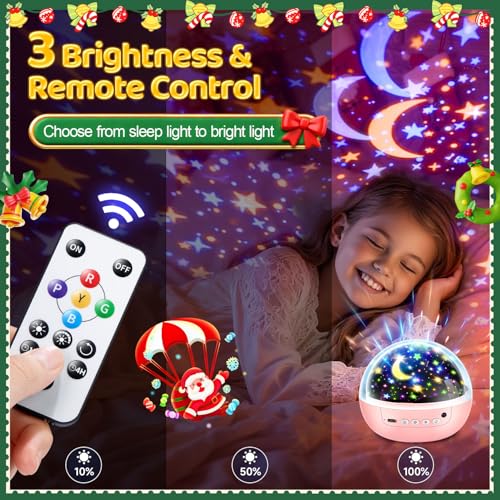 COOLNIGHT Unicorn Night Light Projector - 3 Films, 93 Colors, Remote, Dimmable, 360° Rotation, Pink Model, Kids Gift
