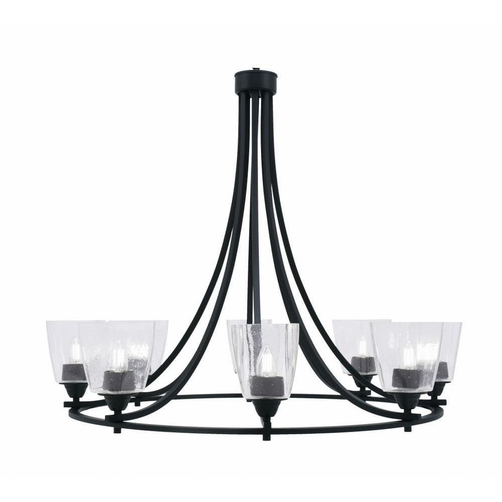 Toltec Lighting 3408-MB-461 Paramount - 8 Light Uplight Chandelier-31 Inches Tall and 33.5 Inches Wide, Finish Color: Matte Black, Glass Color: Clear Bubble