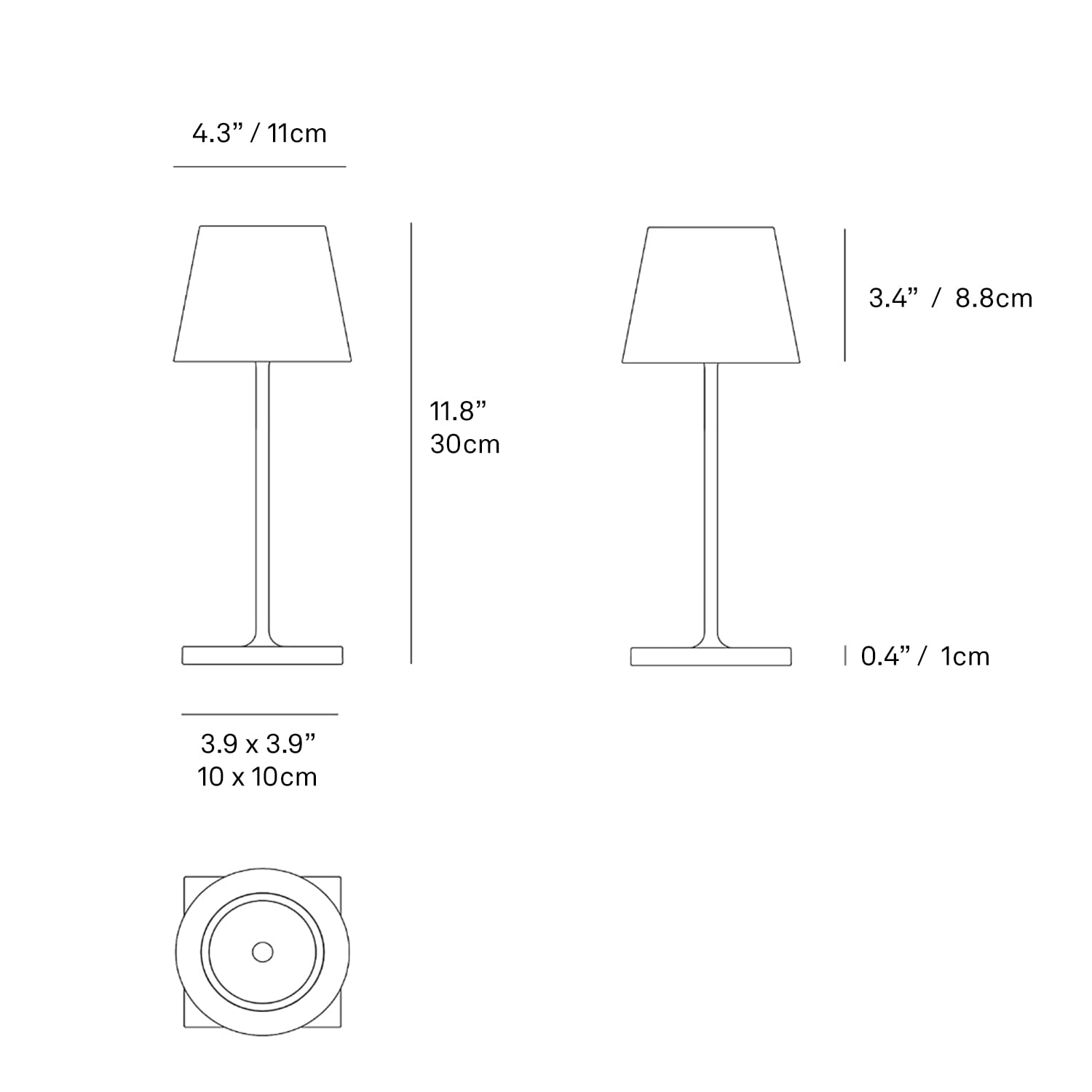 Zafferano Poldina Pro Mini Lamp, Rechargeable Cordless Table Lamp, Rust Color, 11.8 Inches, Aluminum, Model LD0320R4