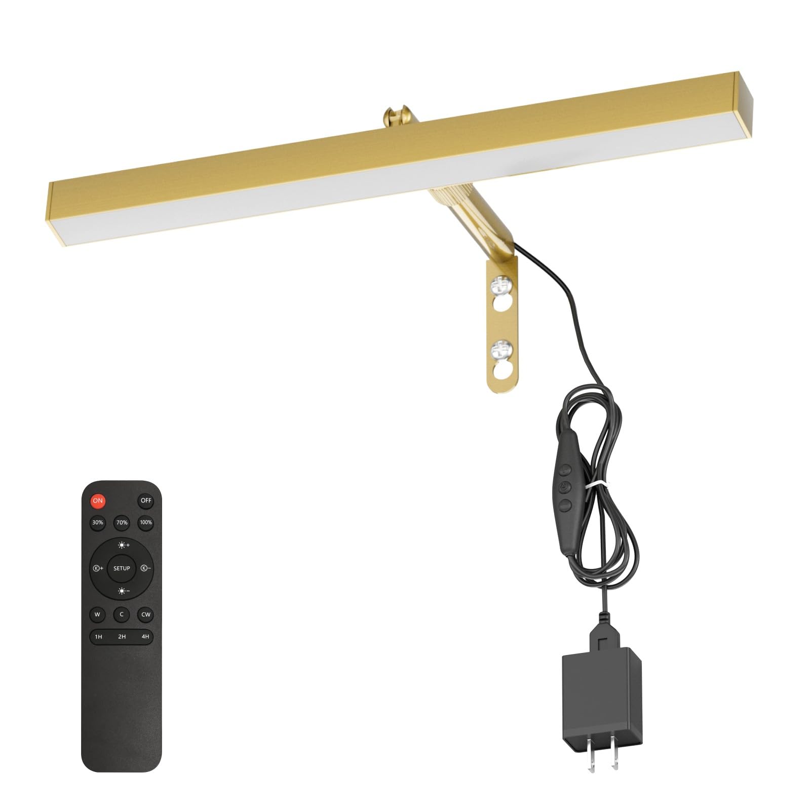 Coinmit 4W Plug In Picture Light For discomfort-reducingtings With Remote Control  12 Led Art Display Lighting For Gallery  Dartboard  Artwork  Gold Wall Mounted Picture Frame Light