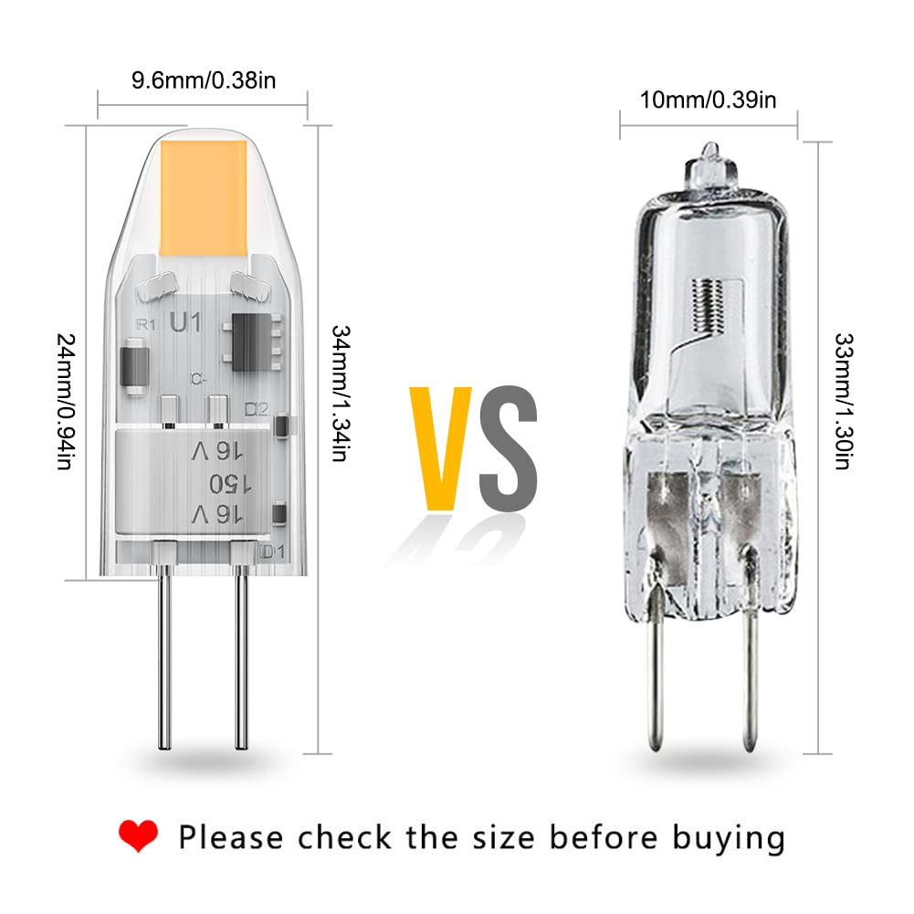 YUIIP G4 LED Bulbs Bi-Pin Base 1.2W 12V 2700K Warm White, Silicone, 5 Pack